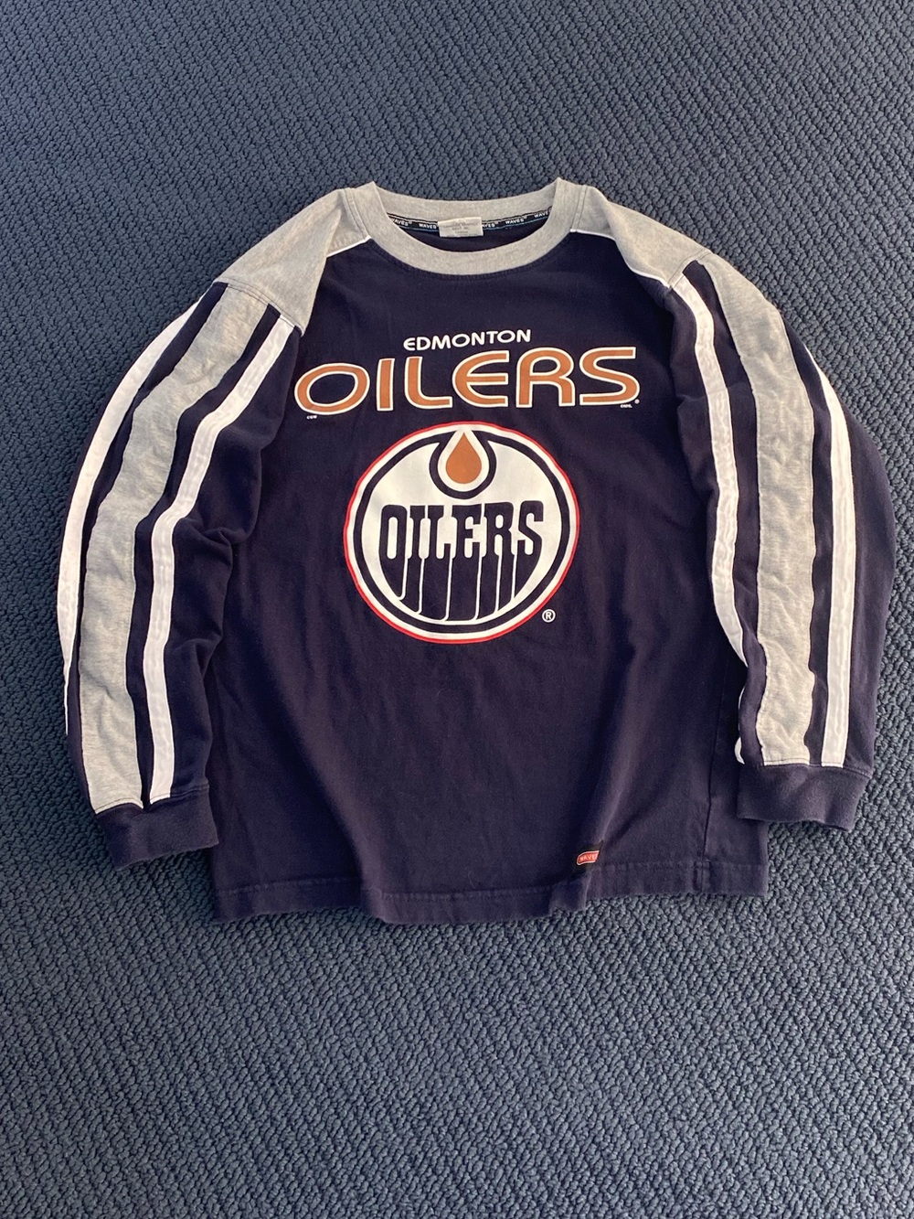 90s Edmonton Oilers Striped Sweatshirt